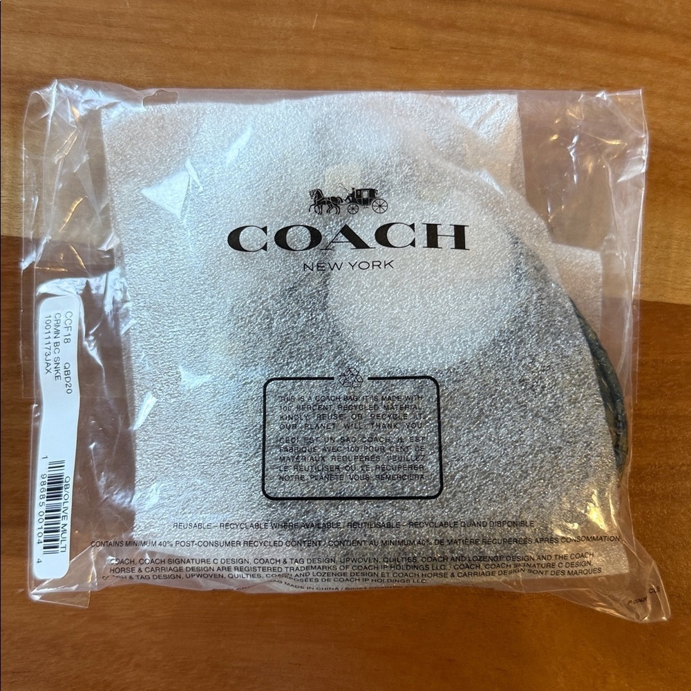 NEW Coach keychain Carmen Snake Print Bag Charm - Olive Green - Picture 3 of 3
